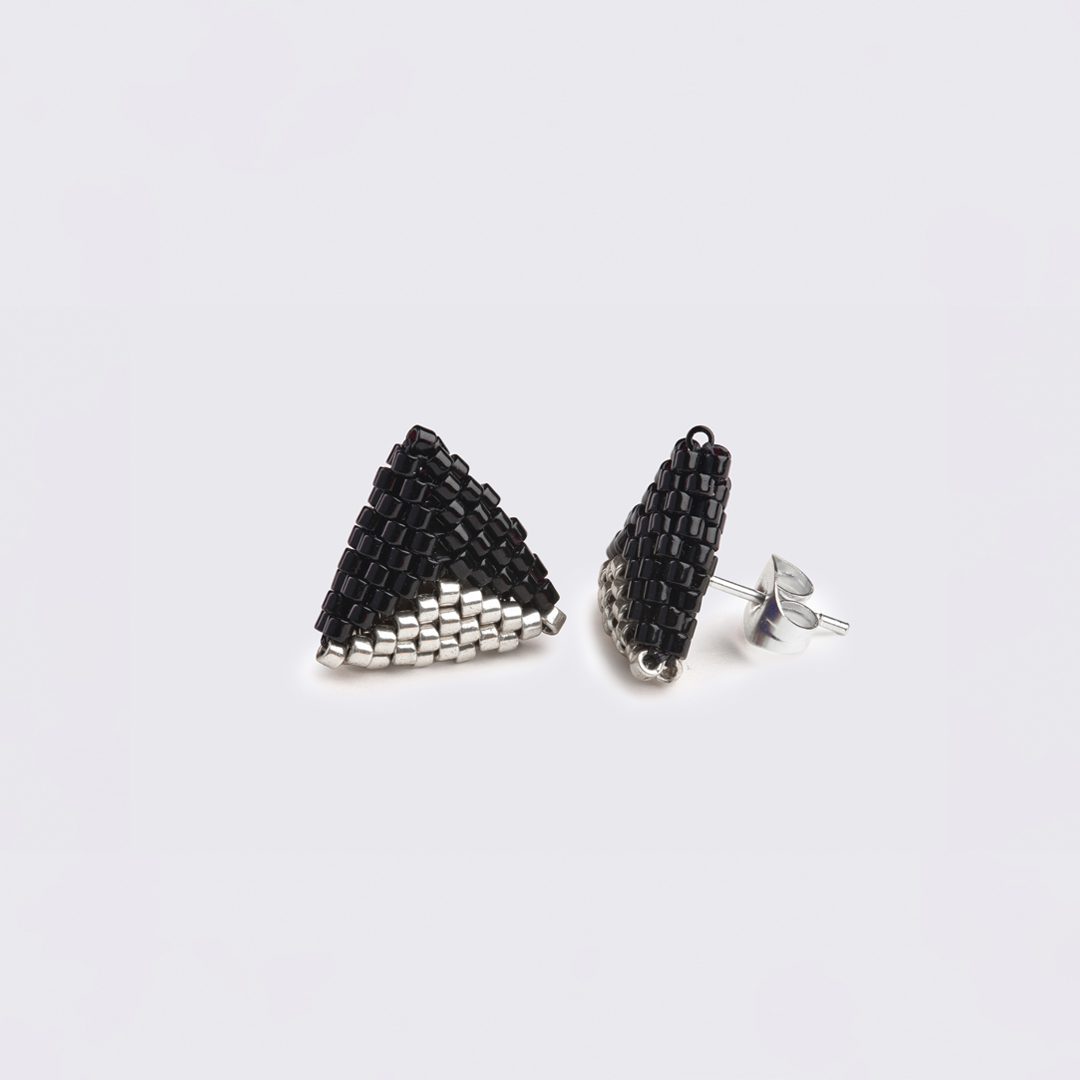 _TLI5808_stack silver DUO crno srebrna minđuše - Slika 1