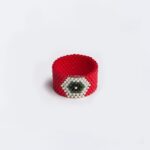 crveno-srebrni prsten Evil Eye