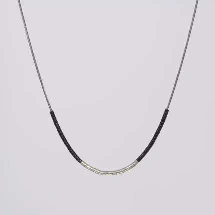 Simplicity srebrna crna ogrlica Miyuki